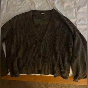 Large Olive/Sage Green 3 Button Sweater